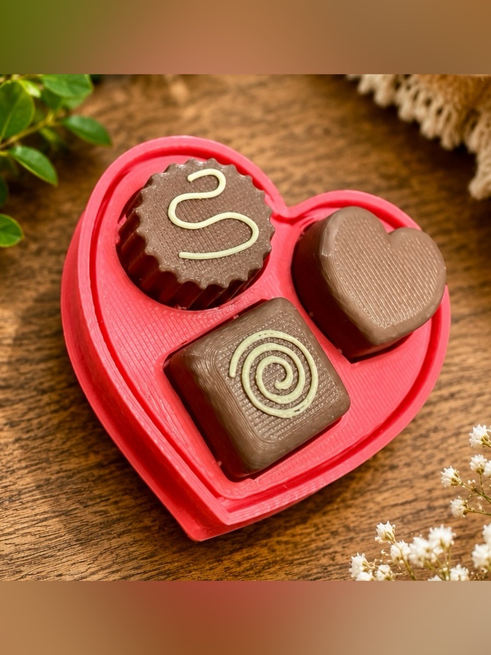 3D Printed Chocolate Fidget Clicker Heart Candy Tray Desk Toy Sensory Gift - Picture 2 of 5